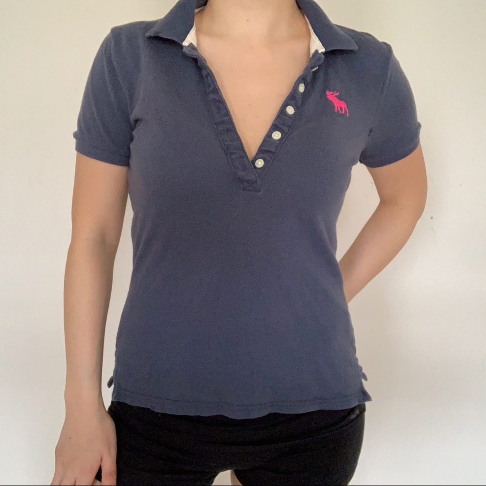 Abercrombie & Fitch Navy Distressed Polo, Size S